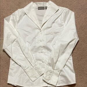Croft & Barrow Cream Button-Up Blouse( size: s)stretch